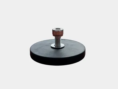 OZ66 メス M8 ネジ ネオジムポットマグネット - 直径 66mm x 8mm ラバーケース付き
